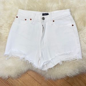 Abercrombie & Fitch White Distressed Annie High-Rise Jean Shorts